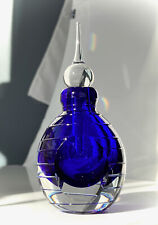 MCM MURANO SOMMERSO ART GLASS BLUE PERFUME BOTTLE Threaded Art Glass picture