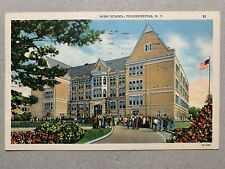 Postcard Poughkeepsie NY - High School with Students picture
