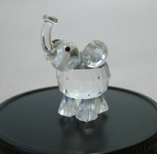 Miniature Faceted Crystal Glass Elephant Figurine Trunk Up Lucky Feng Shui picture