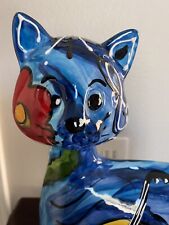 Signed ANATOLY TUROV Russian Hand Painted Ceramic Cat 14”h x 9