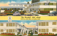 Linen Roadside Postcard The Fairhill Apartment Motel La Jolla CA Multiview picture