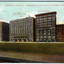 c1910s Chicago, IL Michigan Ave from Van Buren Street Litho Photo Postcard A82 picture