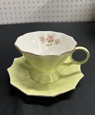 Meritage Montague Light Green Teacup Cup & Saucer with Roses 2016 Excellent 🫖 picture