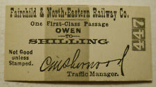 Unused Fairchild & North Eastern Railway Ticket Owen - Shilling (Wisconsin) picture