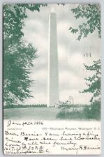 Washington Monumnet Washington DC BW 1906 Cancel WOB PM Postcard picture