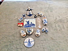 18 PC Vintage Delft Holland Windmill ScenePORC SHOES,TRINKET BOX,SOLVANG picture