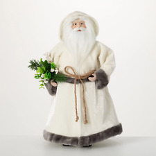 Scandinavian Nordic Santa Claus in White Large Christmas Figurine Decor 18.5” picture