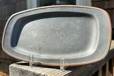 Vintage CRESCENT PEWTER Tray w/Copper Trim Approx 9