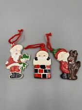 Vintage Ceramic Hand Painted Handmade Homemade Christmas Ornaments Lot of 3 picture