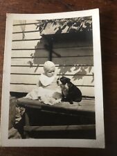 Vintage Old  Adorable 1930s Photo of a Baby & Boston Terrier DOG Geneva NY picture