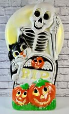 34” Skeleton Double Sided Blow Mold Sun Hill Tombstone Black Cat Witch Halloween picture