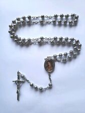 Vtg Metal Roses Beads Rosary Mary Cntr Medal Crucifix  picture