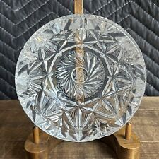 STUNNING 5 1/2 Inch Vintage Geometric Cut Etched Sparkly Crystal Ashtray  picture