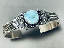 EXCEPTIONAL NAVAJO KINGMAN TURQUOISE STERLING SILVER BRACELET G.HALE picture