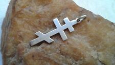 SOLID STERLING SILVER SLAVONIC ORTHODOX 3-BAR SAVIOR'S CROSS SYMBOL OF FAITH picture