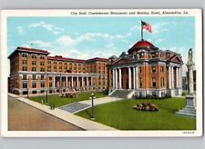 c1940 City Hall Bentley Hotel Confederate Monument Alexandria Louisiana Postcard picture