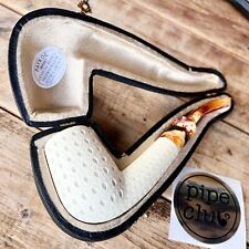 RESERVED Block Meerschaum Classic Lattice Finish Large Bent Pipe by Paykoc - NEW picture