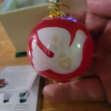Pier 1 Li Bien Red White Peace Dove Painted Glass Christmas Ornament 2017 W/ Box picture