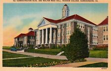 Madison College Admin Bldg & Walter Reed Hall Harrisonburg VA Linen Postcard picture