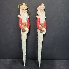 Vintage Pair Of Santa Clause Icicle  Christmas Ornaments. Saint Nick Decor picture