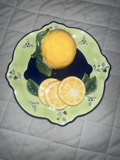 Vintage Bella Casa by Ganz Decorative Majolica Ceramic Orange Plate picture