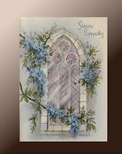 Vintage Greeting Card Victorian Design Sympathy Comfort Caring CHURCH WINDOW NOS picture