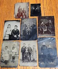 8 Tintype Photos BOYS & GIRLS Portraits 1800's Period Dress Brothers & Sisters picture