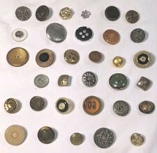 Lot Vintage Buttons Metal Gold Tone Silver Tone Pewter Cellulose One BGE 32 Pc picture