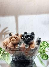 Sunstone Kittens In Basket, Cat Gemstone Carving, Hand Carved Crystal Cats  picture