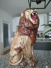 ✨Vintage Ceramic Roaring Lion Art Statue Mid-Century Modern Decor Retro  24