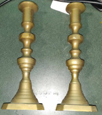 2 Antique Brass Late 17th Century Georgian Tall Candle Holders  Vtg Rare picture