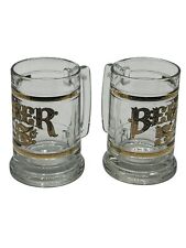 Vintage Beer Mugs Culver 5 Cents 22k Gold Clear Steins Set Of 2 Glass 5.5” picture