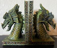 Dragon Head Mystical Fantasy Medieval Pentagram Library Set of 2 Bookends picture