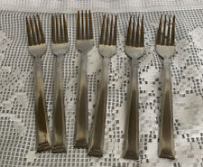 Hampton Silversmiths Stainless Double Outline Flat Tip Flatware 6 Salad Forks picture