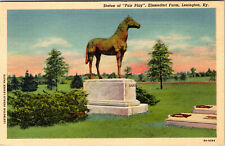 Statue Of Fair Play Race Horse Lexington Kentucky 1939 Linen Postcard  picture