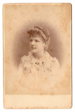 Antique Victorian 1890s YOUNG WOMAN UPSWEPT HAIR Cabinet Card picture