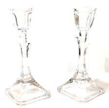 Toscany 24% Lead Crystal Candle Stick Pair Taper Flower Tulip Shaped 8