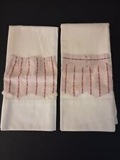 Vintage Set of 2 Handmade Pillowcases White W/ Red Women's & Men's Pants Pockets picture