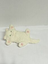 1980 Scioto Laying Persian Cat 8” Yellow W/ Green Eyes Rare Ceramic Mold Vintage picture