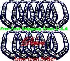 Masonic Regalia Master Mason 10 Pcs Lot SILVER Metal Chain Collar BLUE Backing picture