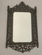 Vtg 1971 Homco Wall Mirror Ornate Hollywood Regency Gold Black Gothic 32 x 19 picture