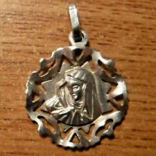 Beautiful Ornate Virgin Mary Sterling Silver Medal  picture