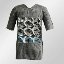 Medieval Mild Steel Chainmail Shirt FULL FLAT RIVETED Chain mail Hauberk XL picture