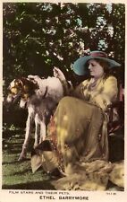 Film Star Ethel Barrymore with Borzoi Dogs Ⓒ 1955 Postcard Great Aunt of Drew picture