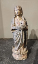 Antique Sculpture Madonna Child Decorated Wooden 1600s Spanish Rare Old Statue picture