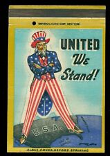 WWII Matchbook Plaza Laundry St Louis Uncle Sam “UNITED WE STAND” picture