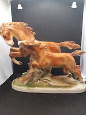 Large Galloping Horses Mare Foal Ceramic Figurine German ? picture