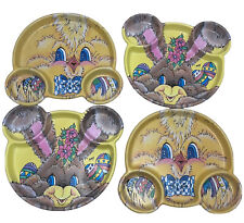 Vintage 1950s 60s Plastic Easter Compartment Plates Bunny Roxy Chick Chico Set picture