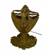 Antique French Art Nouveau Bronzed Spelter Figural Vase W/O Glass Insert 11 1/4” picture
