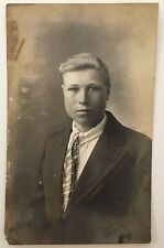 Handsome Young Man Square Jaw RPPC ID'd on Back AZO Dapper Boy picture